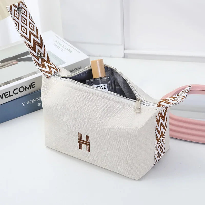 Portable Travel Cosmetic Bag Large Capacity Handheld Toiletry Bag Luxury Canvas Foldable Storage Bag for Makeup And Travel