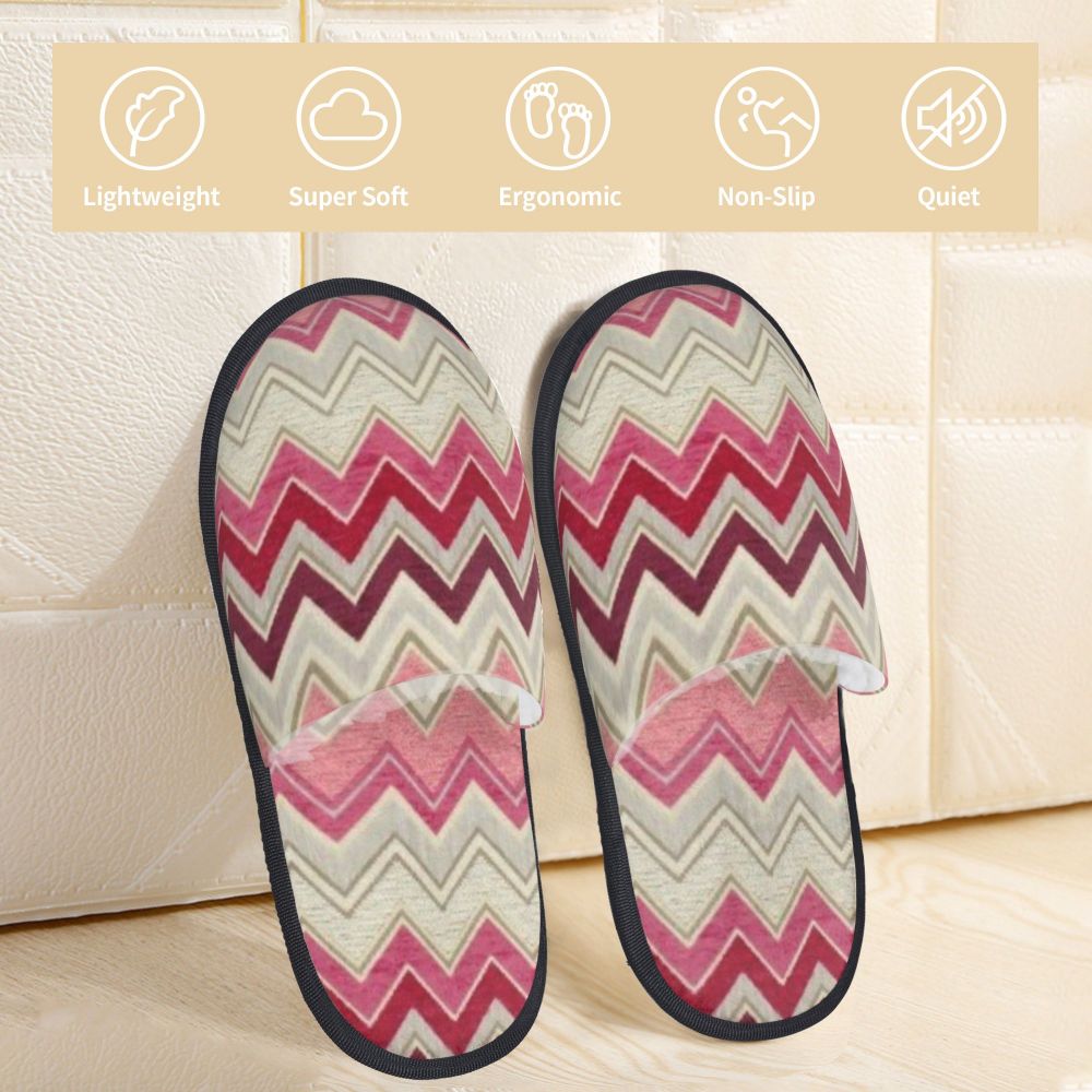 Abstract Geometric Home Zig Zag Guest Slippers for Hotel Women Custom Print Boho Modern Camouflage House Slipper