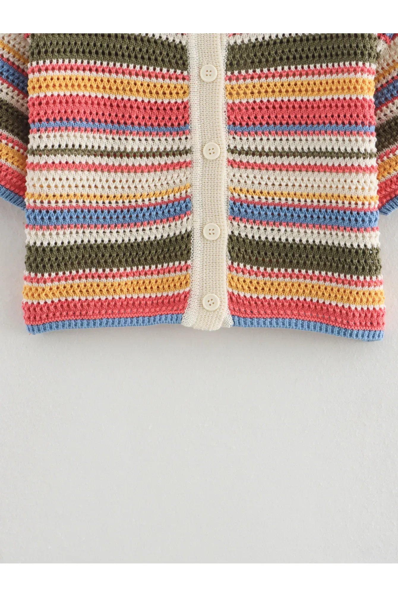 Frauen Patchwork Gestreiften Aushöhlen Häkeln Gestrickte Crop Pullover Shorts Set Kurzarm Polo Kragen Pullover Stricken Shorts Anzug Y2K