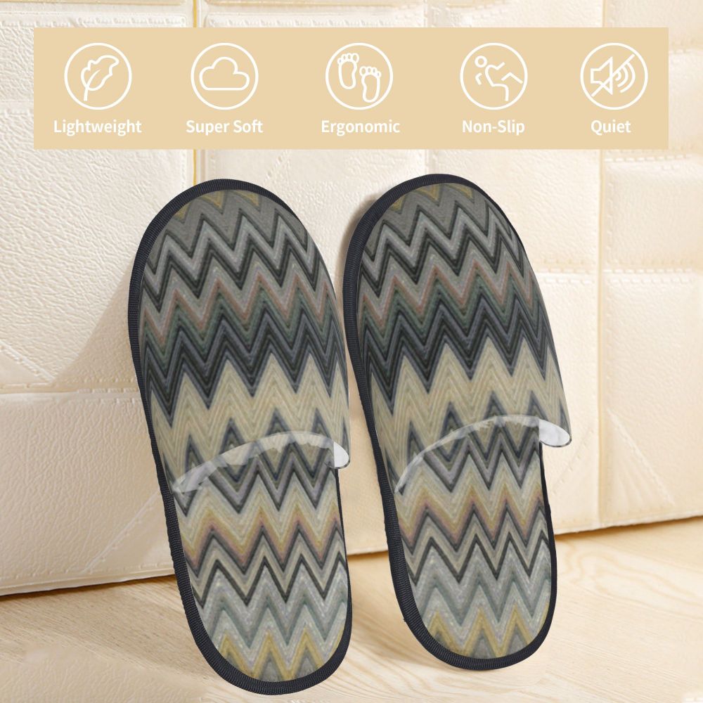 Abstract Geometric Home Zig Zag Guest Slippers for Hotel Women Custom Print Boho Modern Camouflage House Slipper
