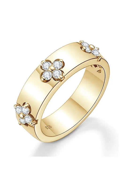 Moissanit Kleeblatt Ring – 925 Sterling Silber
