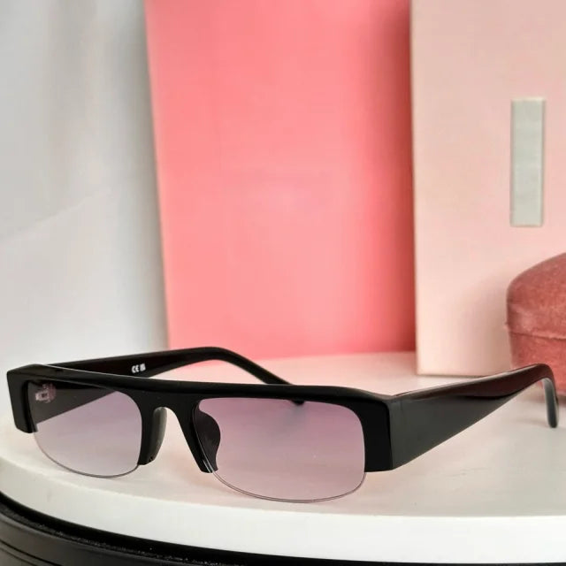 Neue modische Acetat-Sonnenbrille für Damen, Markendesigner, halbrandloser Rahmen, Eyeware, Sommer, coole Mädchen-Sonnenbrille mit rechteckigem Rahmen