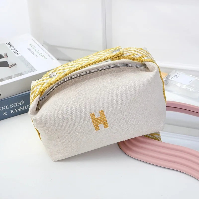Portable Travel Cosmetic Bag Large Capacity Handheld Toiletry Bag Luxury Canvas Foldable Storage Bag for Makeup And Travel