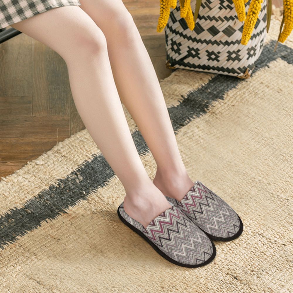 Abstract Geometric Home Zig Zag Guest Slippers for Hotel Women Custom Print Boho Modern Camouflage House Slipper