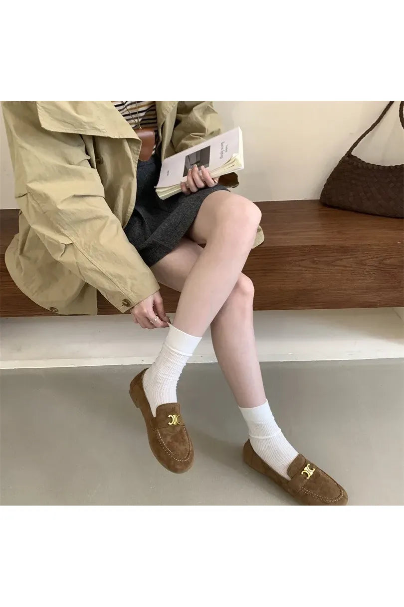 Französische Vintage-Slipper mit flacher Sohle für Damen – Eleganter, neuer Frühlingsstil, Schwarz, Slip-On, weiche Sohle, Bohnenschuhe