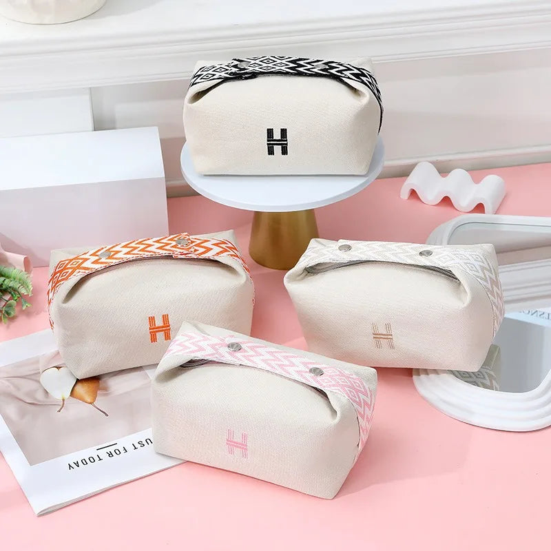 Portable Travel Cosmetic Bag Large Capacity Handheld Toiletry Bag Luxury Canvas Foldable Storage Bag for Makeup And Travel