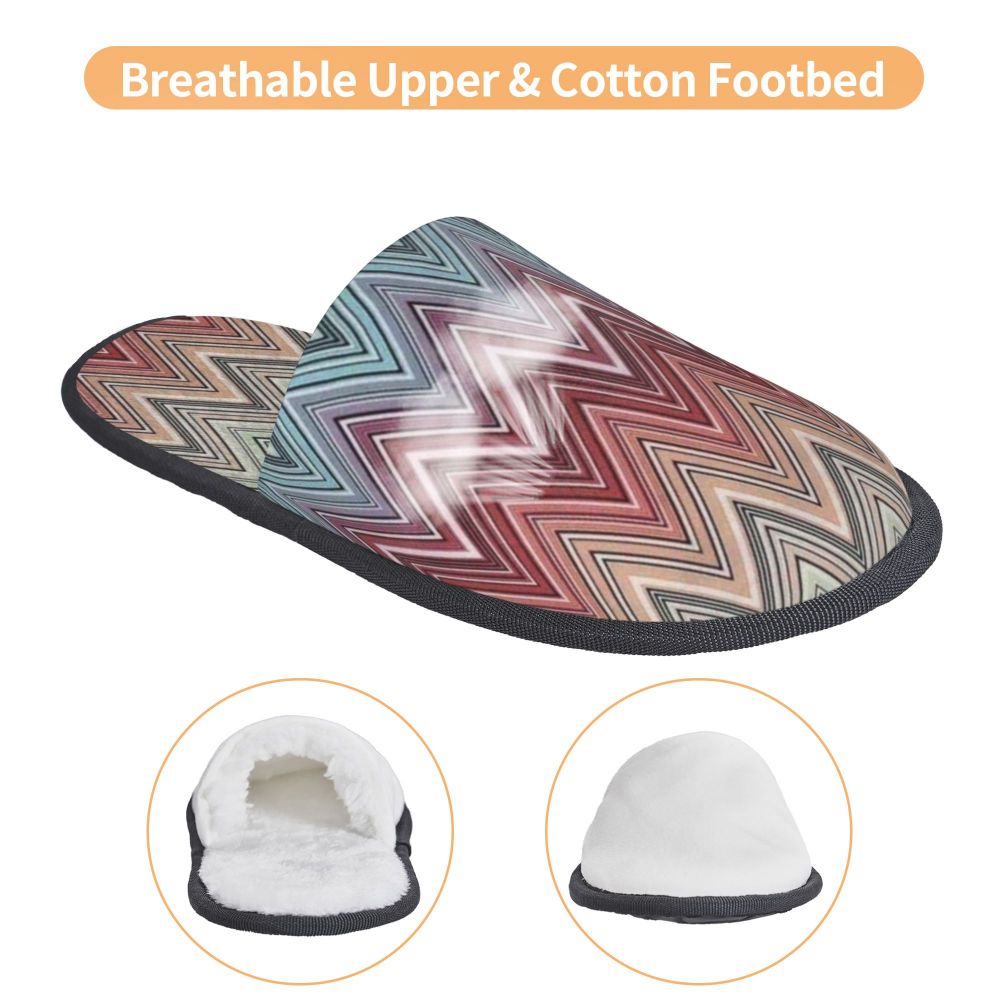 Abstract Geometric Home Zig Zag Guest Slippers for Hotel Women Custom Print Boho Modern Camouflage House Slipper