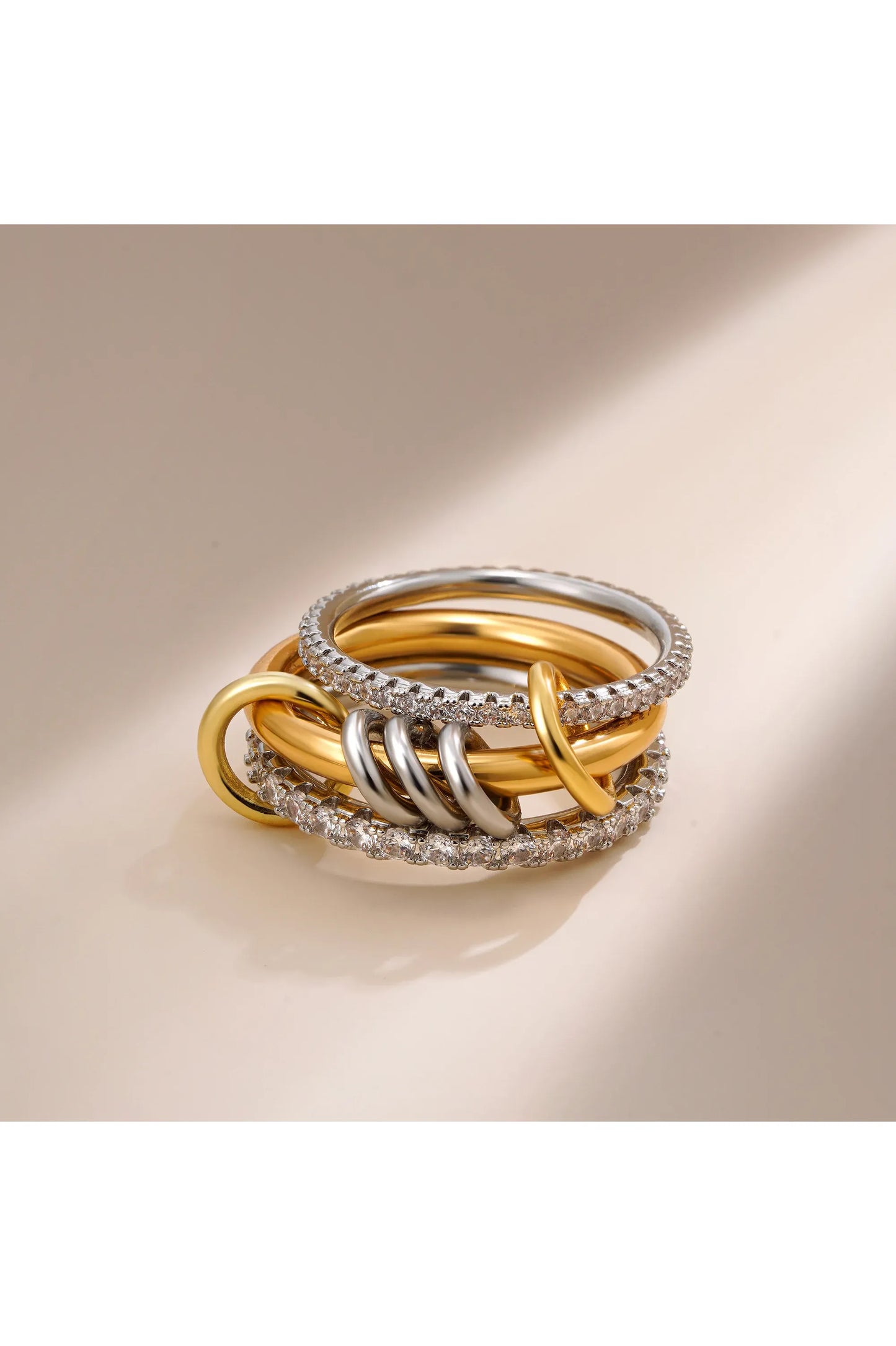 Luxus Zirkonia Stapelring – Vergoldeter Damenring