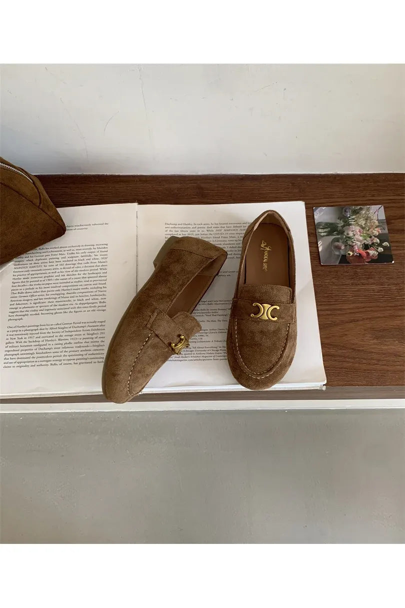 Französische Vintage-Slipper mit flacher Sohle für Damen – Eleganter, neuer Frühlingsstil, Schwarz, Slip-On, weiche Sohle, Bohnenschuhe