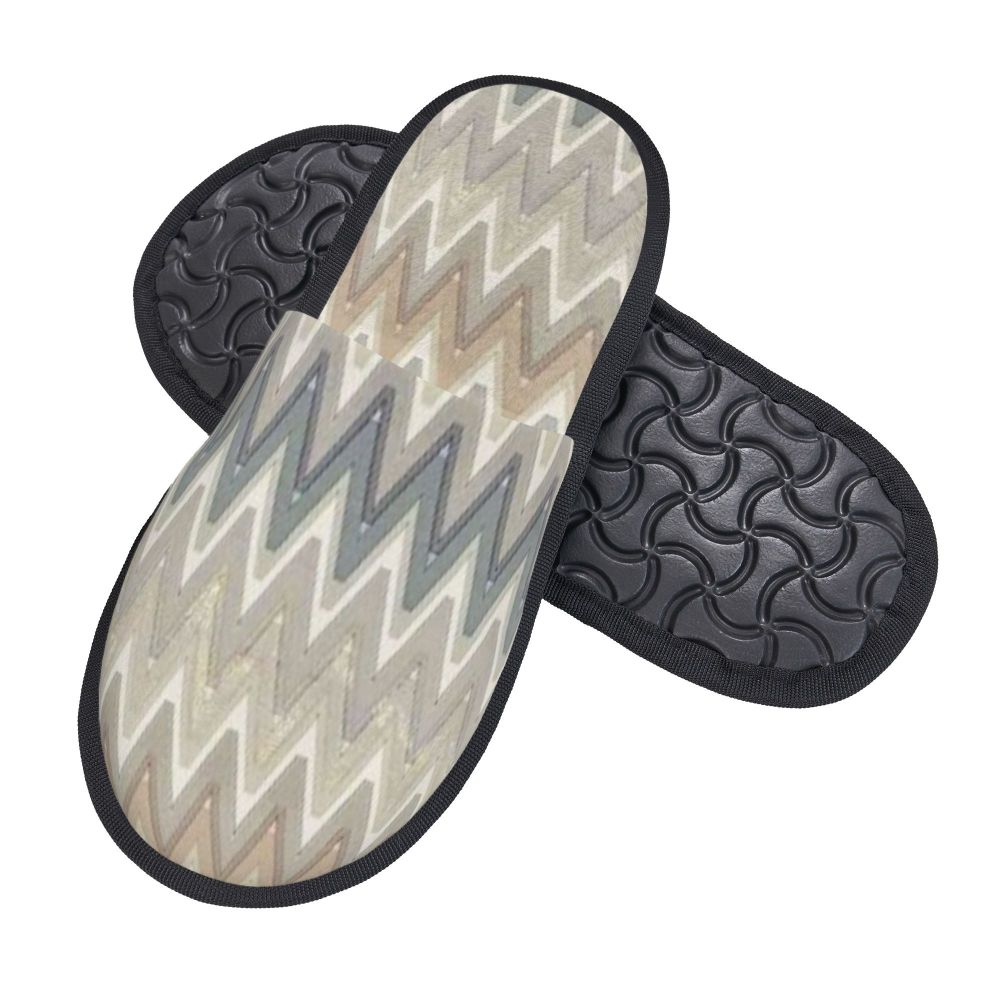 Abstract Geometric Home Zig Zag Guest Slippers for Hotel Women Custom Print Boho Modern Camouflage House Slipper