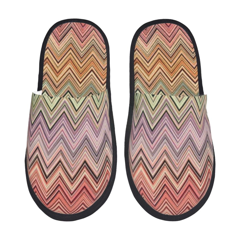 Abstract Geometric Home Zig Zag Guest Slippers for Hotel Women Custom Print Boho Modern Camouflage House Slipper