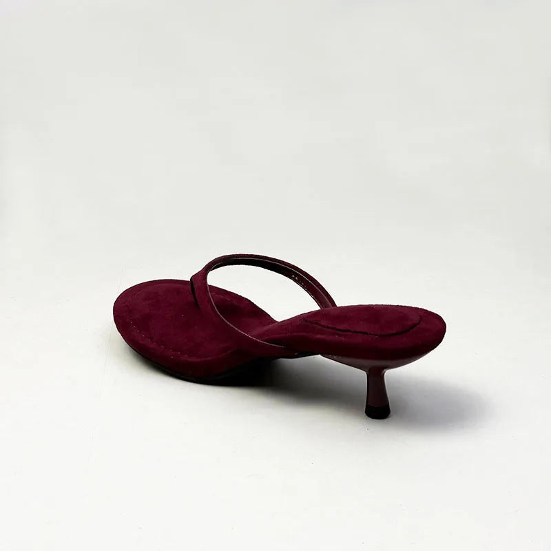 Fashion Round Toe Non-Slip Women Thin Heels Slippers Slides Female Flip flops Sandals Pumps Comfort Ladies Heeled Slippers Shoes