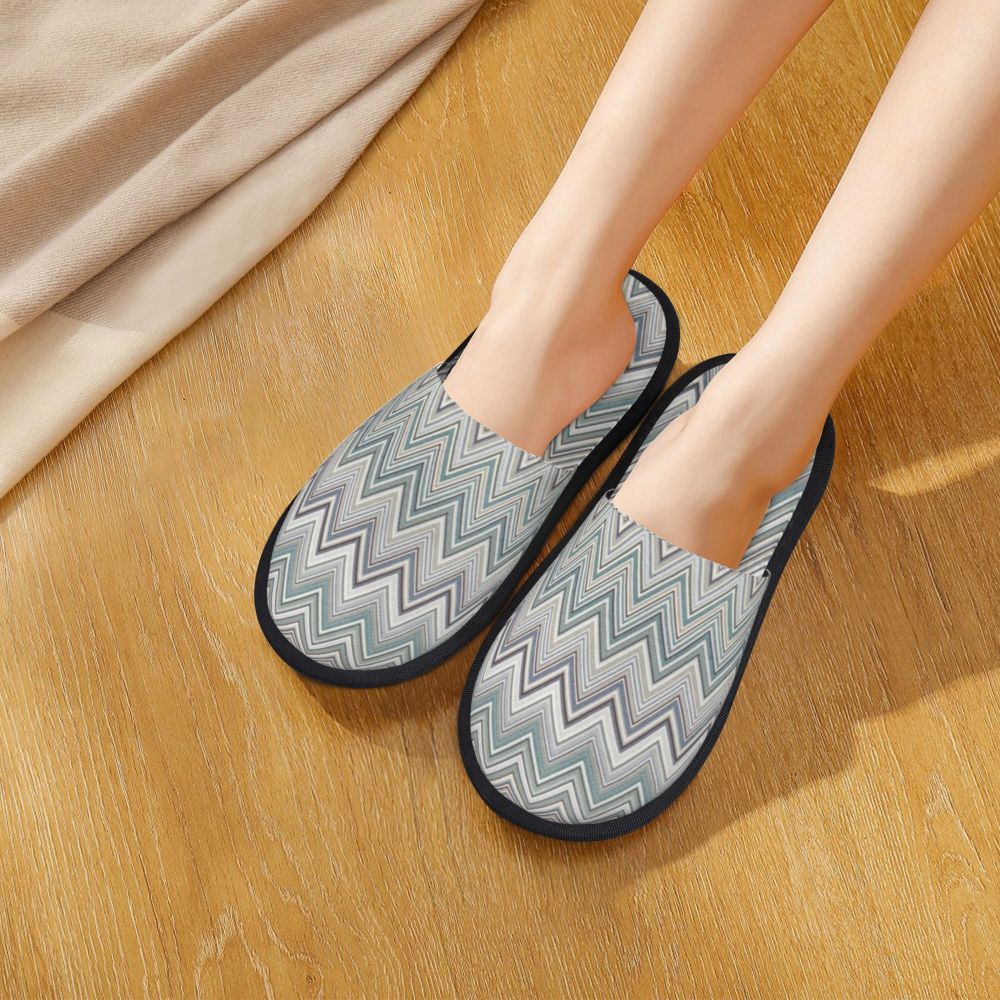 Abstract Geometric Home Zig Zag Guest Slippers for Hotel Women Custom Print Boho Modern Camouflage House Slipper