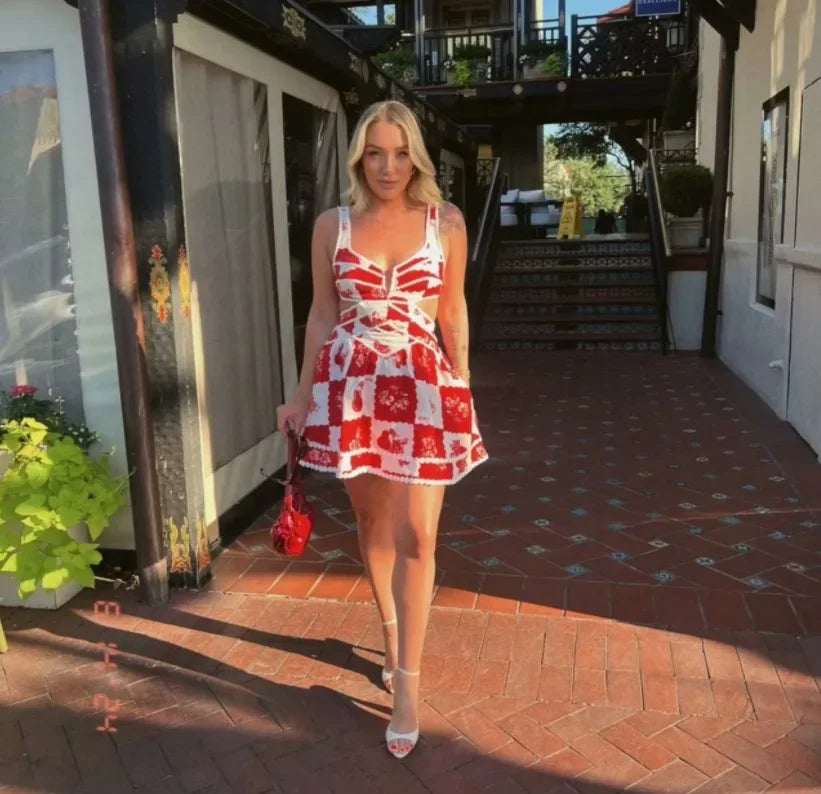 Minikleid A-Linie mit bedrucktem Tanktop Damenmode im europäischen und amerikanischen Stil ärmellose Minikleider