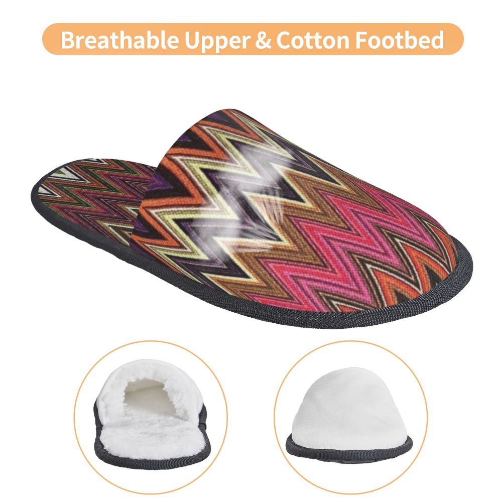 Abstract Geometric Home Zig Zag Guest Slippers for Hotel Women Custom Print Boho Modern Camouflage House Slipper
