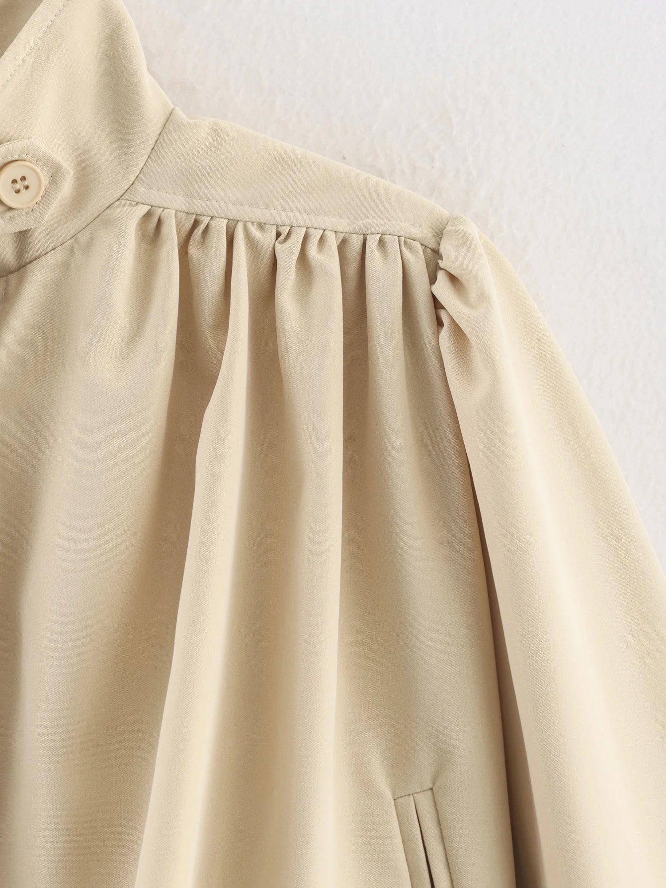 Zevity Damen High-Street-Plissee-Design, einfarbig, schicker Kurzmantel, Damen-Retro-Jacke mit langen Ärmeln, Freizeitjacke, Damenbekleidung, Oberteile CT9530