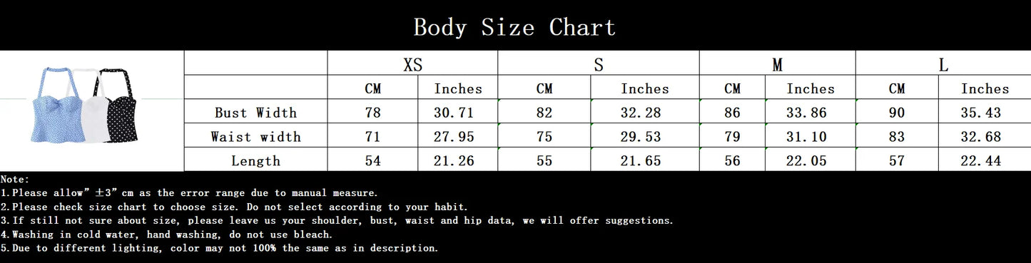 KONDALA Sexy Y2K Girl Halter Tops Corset Slim Polka Dot Print Short Tops Fashion 2026 Spring Summer Streetwear Holiday Beach Top
