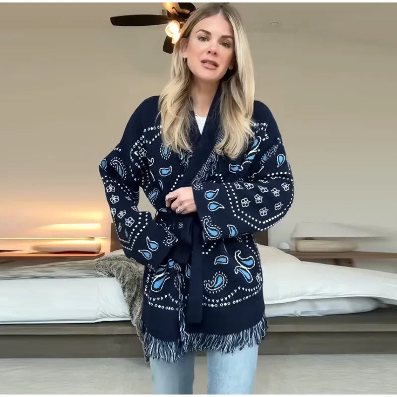 Frauen Gestrickte Getäfelten Pullover drehen-unten Kragen Flare Hülse Reißverschlüsse Mantel Strickjacke Casual Büro Dame Herbst 2025, Pullover