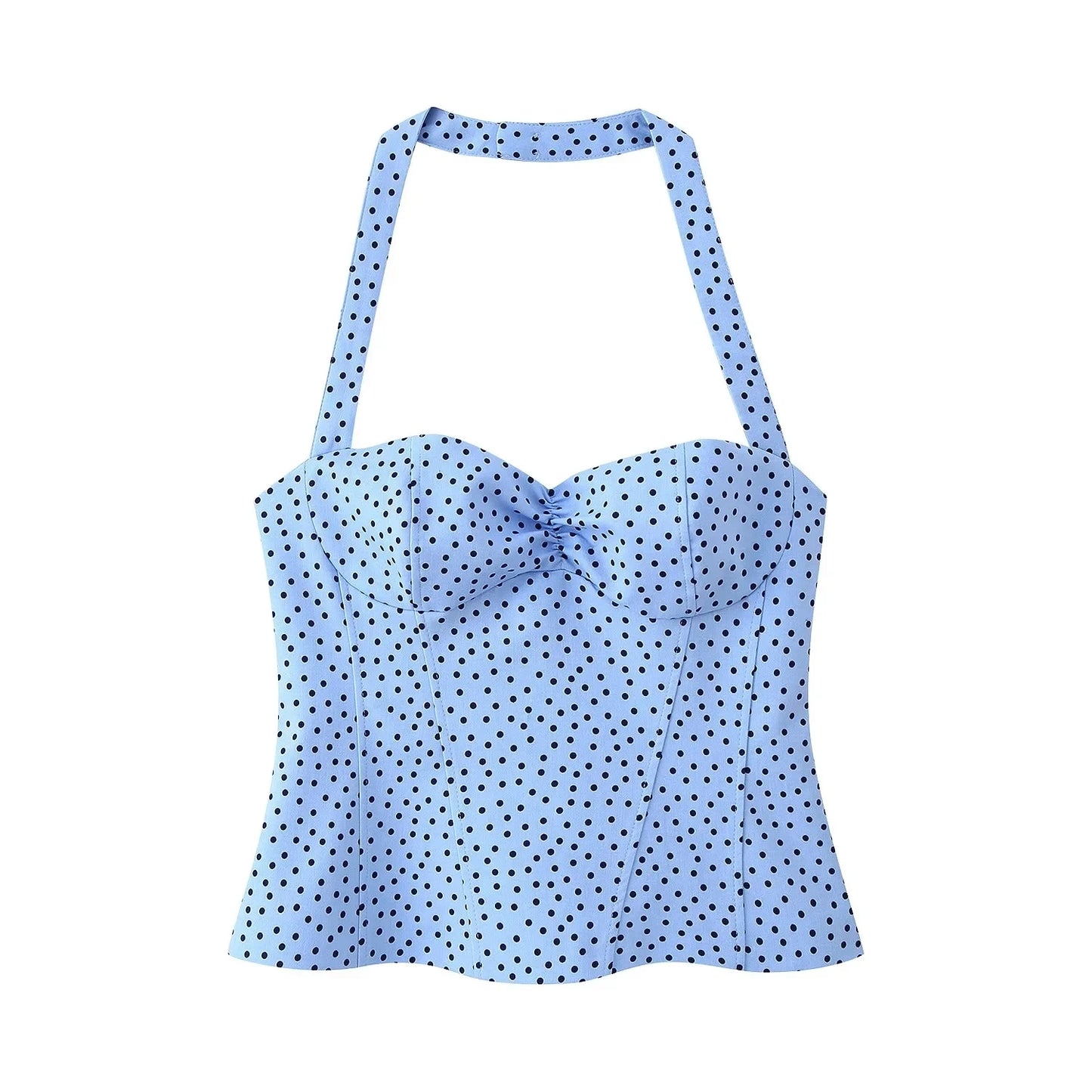 KONDALA Sexy Y2K Girl Halter Tops Corset Slim Polka Dot Print Short Tops Fashion 2026 Spring Summer Streetwear Holiday Beach Top