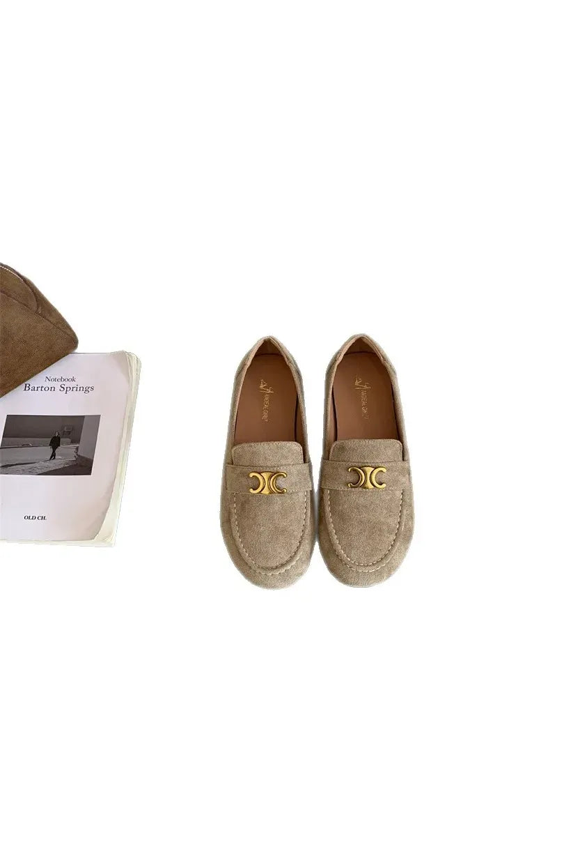 Französische Vintage-Slipper mit flacher Sohle für Damen – Eleganter, neuer Frühlingsstil, Schwarz, Slip-On, weiche Sohle, Bohnenschuhe