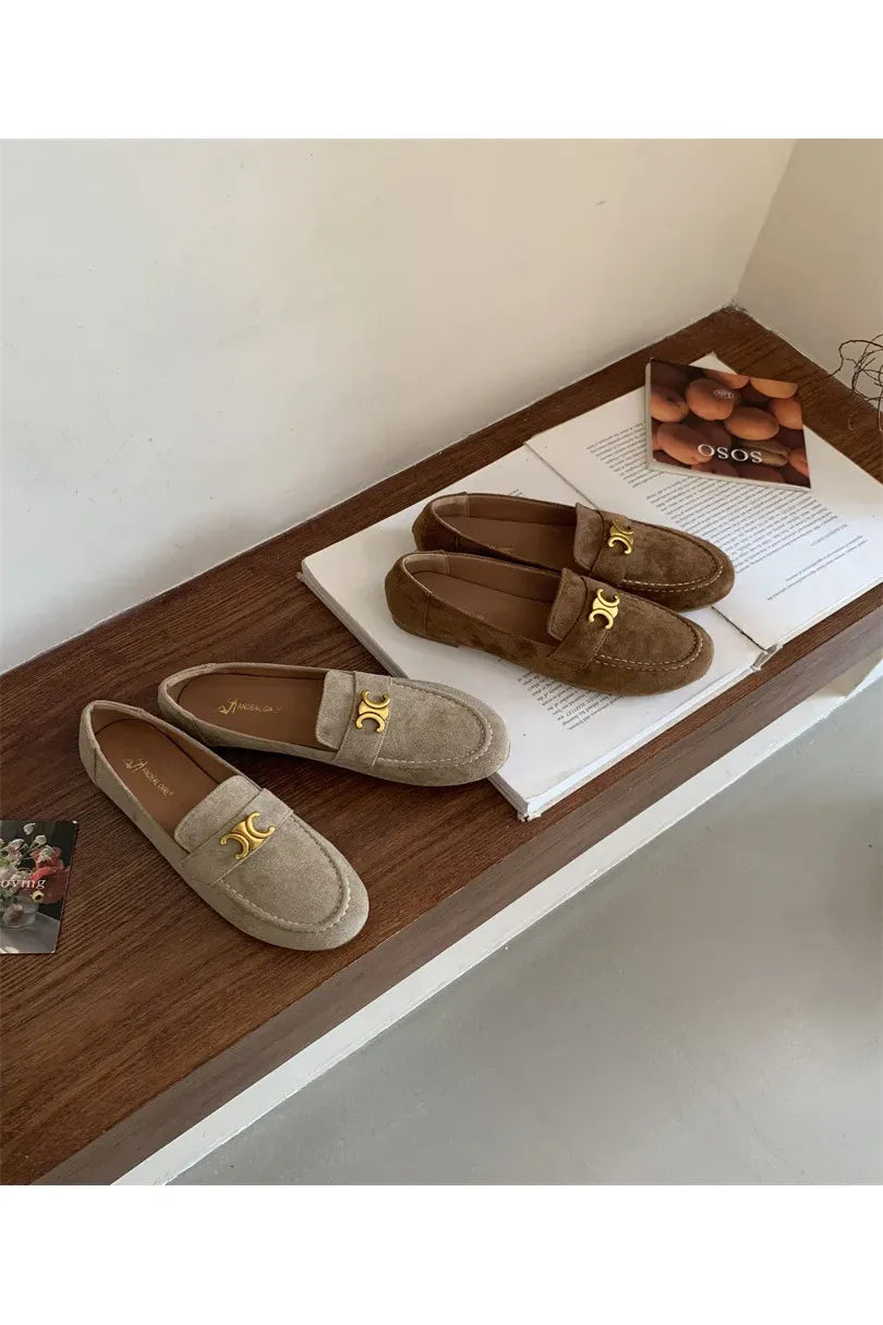 Französische Vintage-Slipper mit flacher Sohle für Damen – Eleganter, neuer Frühlingsstil, Schwarz, Slip-On, weiche Sohle, Bohnenschuhe