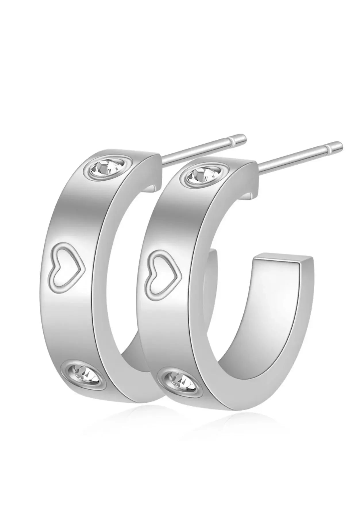 Zirkon Love Ohrringe – 18K Weißgold-Farbe