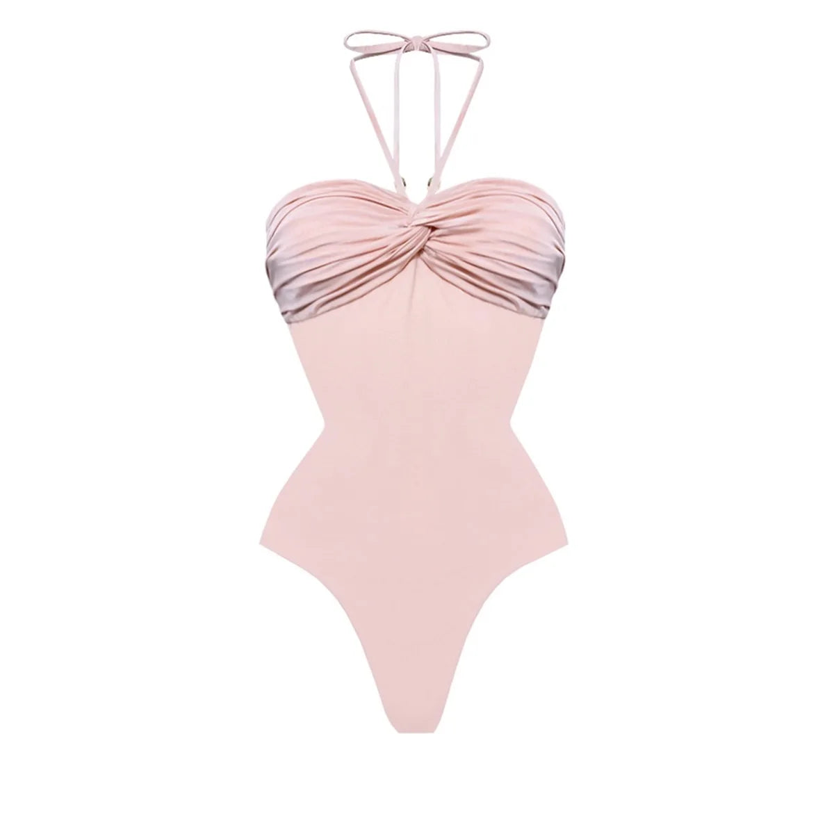 Pink 2Pieces Halter Swimsuit 2026 Bandeau Biquini Sexy Bikini Women Swimwear Push Up Bathing Suits Female Long Skirt Beachwear