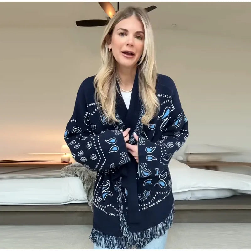 Frauen Gestrickte Getäfelten Pullover drehen-unten Kragen Flare Hülse Reißverschlüsse Mantel Strickjacke Casual Büro Dame Herbst 2025, Pullover