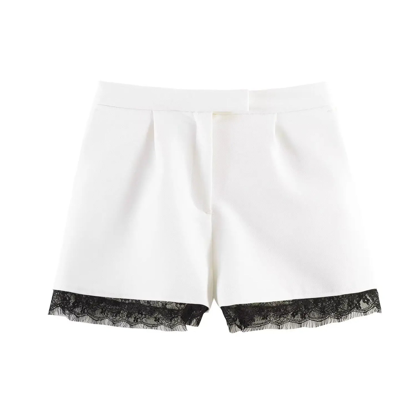 Fashion Women Lace Trim Cropped Blazer Shorts Suits Causal Slim Full Sleeve Coats High-waist Short 2026 New Ladies Solid Outwear