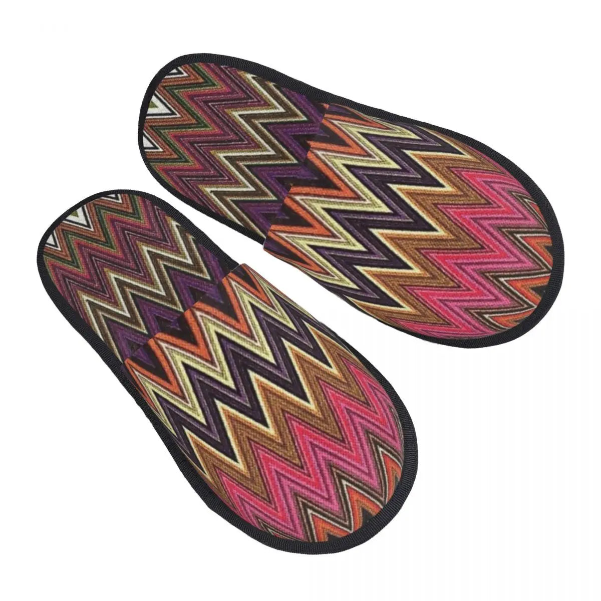 Abstract Geometric Home Zig Zag Guest Slippers for Hotel Women Custom Print Boho Modern Camouflage House Slipper