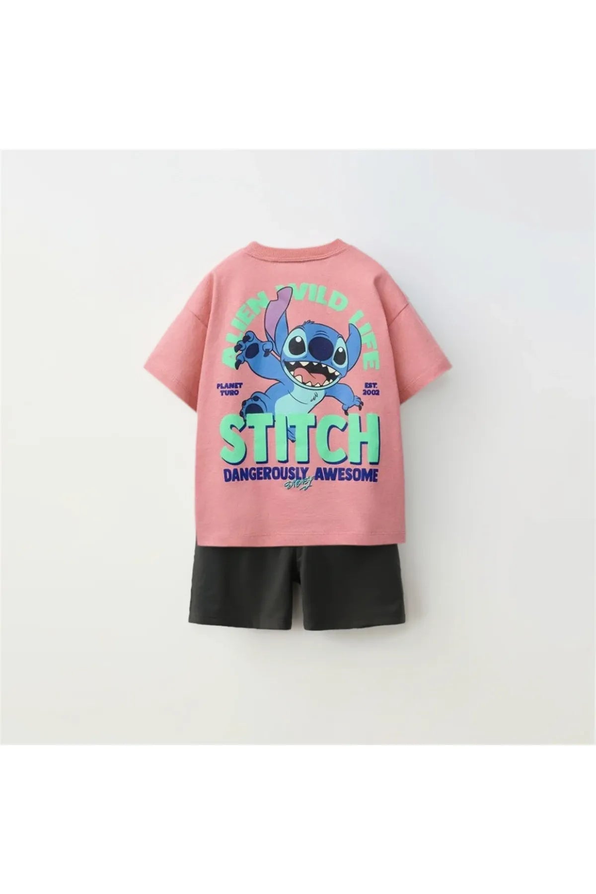 Mini Stitch Cartoon Tee & Shorts Set – Kids