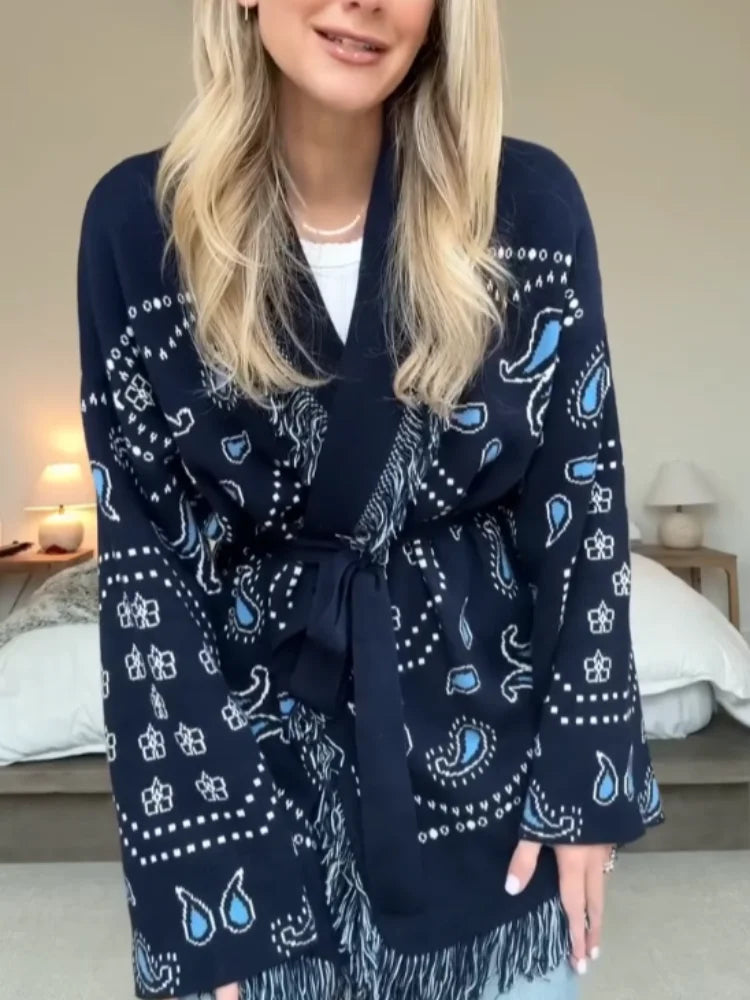 Frauen Gestrickte Getäfelten Pullover drehen-unten Kragen Flare Hülse Reißverschlüsse Mantel Strickjacke Casual Büro Dame Herbst 2025, Pullover