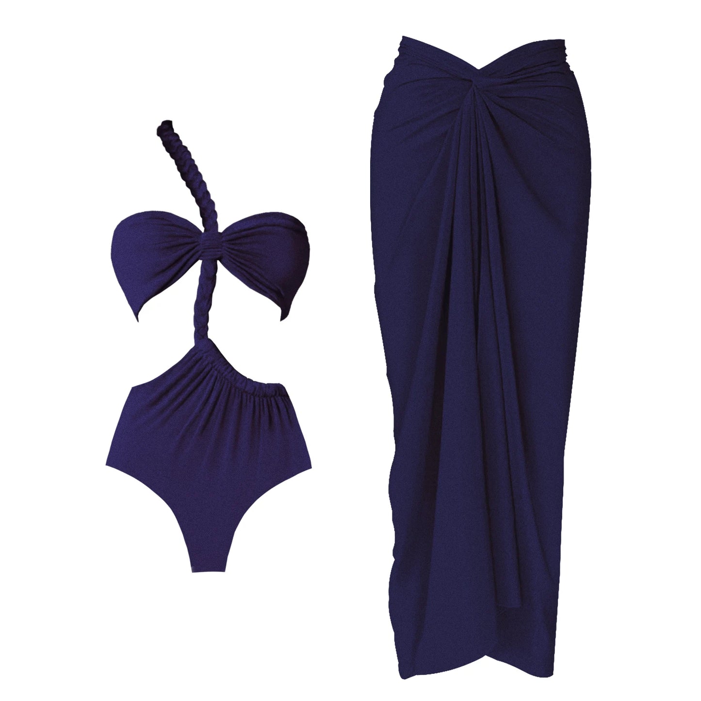 One Shoulder Ruffle Bikini Set With Cover Up White Belt Swimsuit Sexy Swimwear Women High Waist Biquini Bathingsuit Beachwear