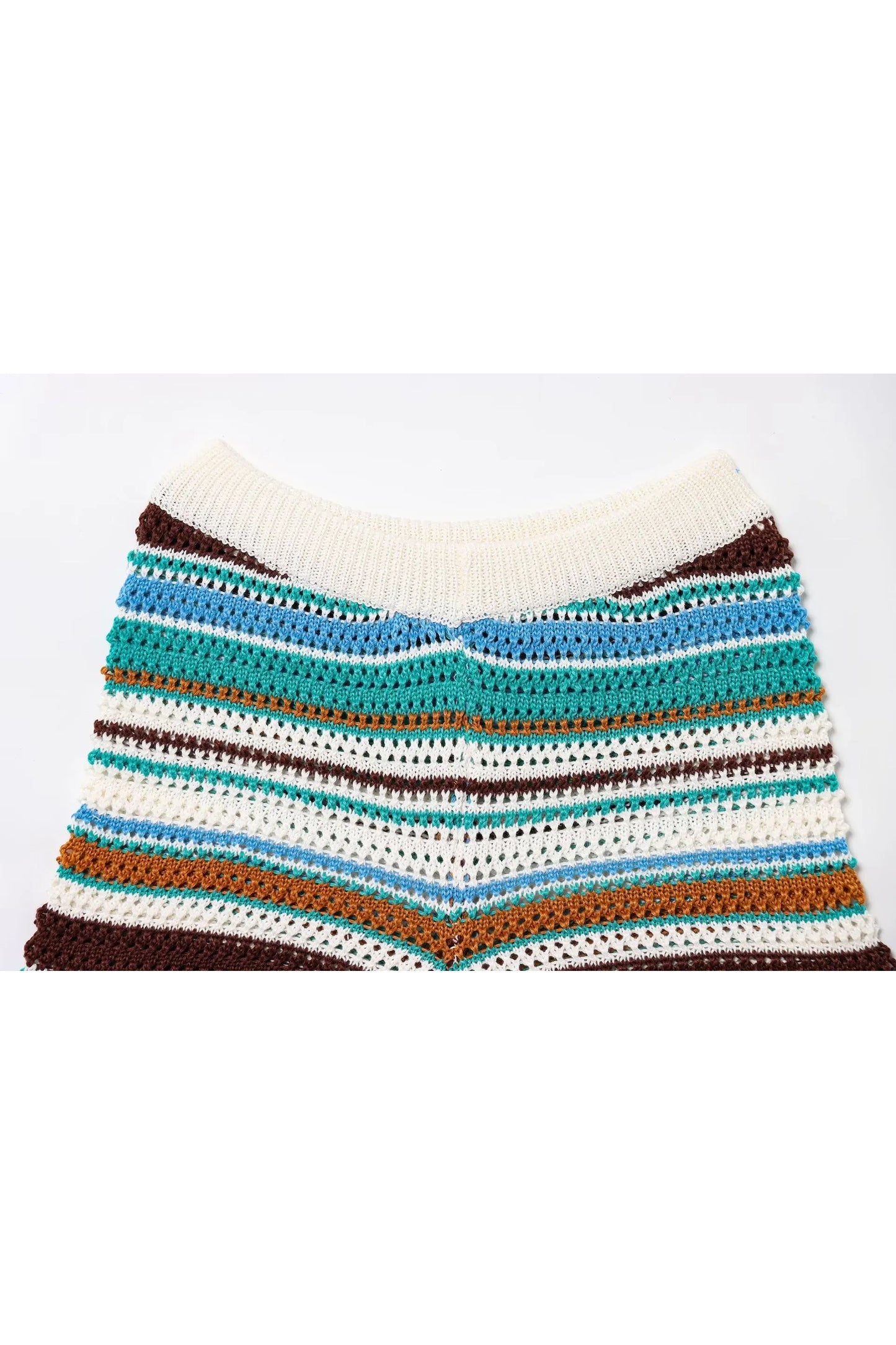 Frauen Patchwork Gestreiften Aushöhlen Häkeln Gestrickte Crop Pullover Shorts Set Kurzarm Polo Kragen Pullover Stricken Shorts Anzug Y2K