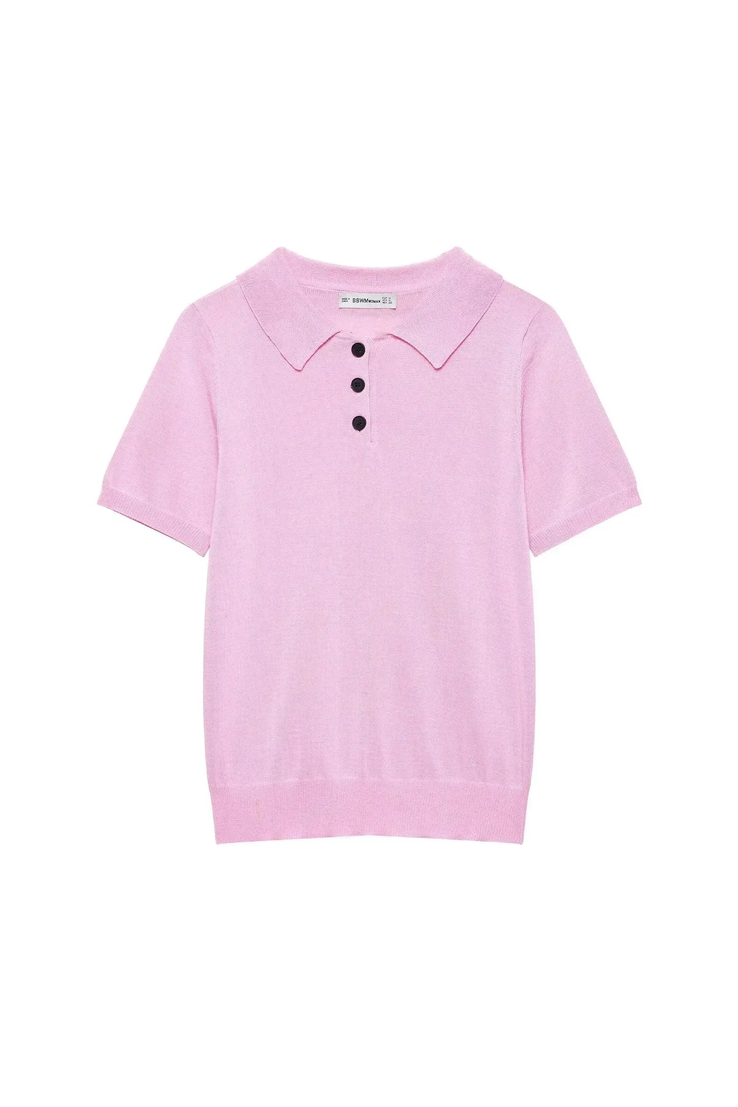 ALESSIA CANDY - Damen Strick Top – Polo Kragen Kurzarm Pullover