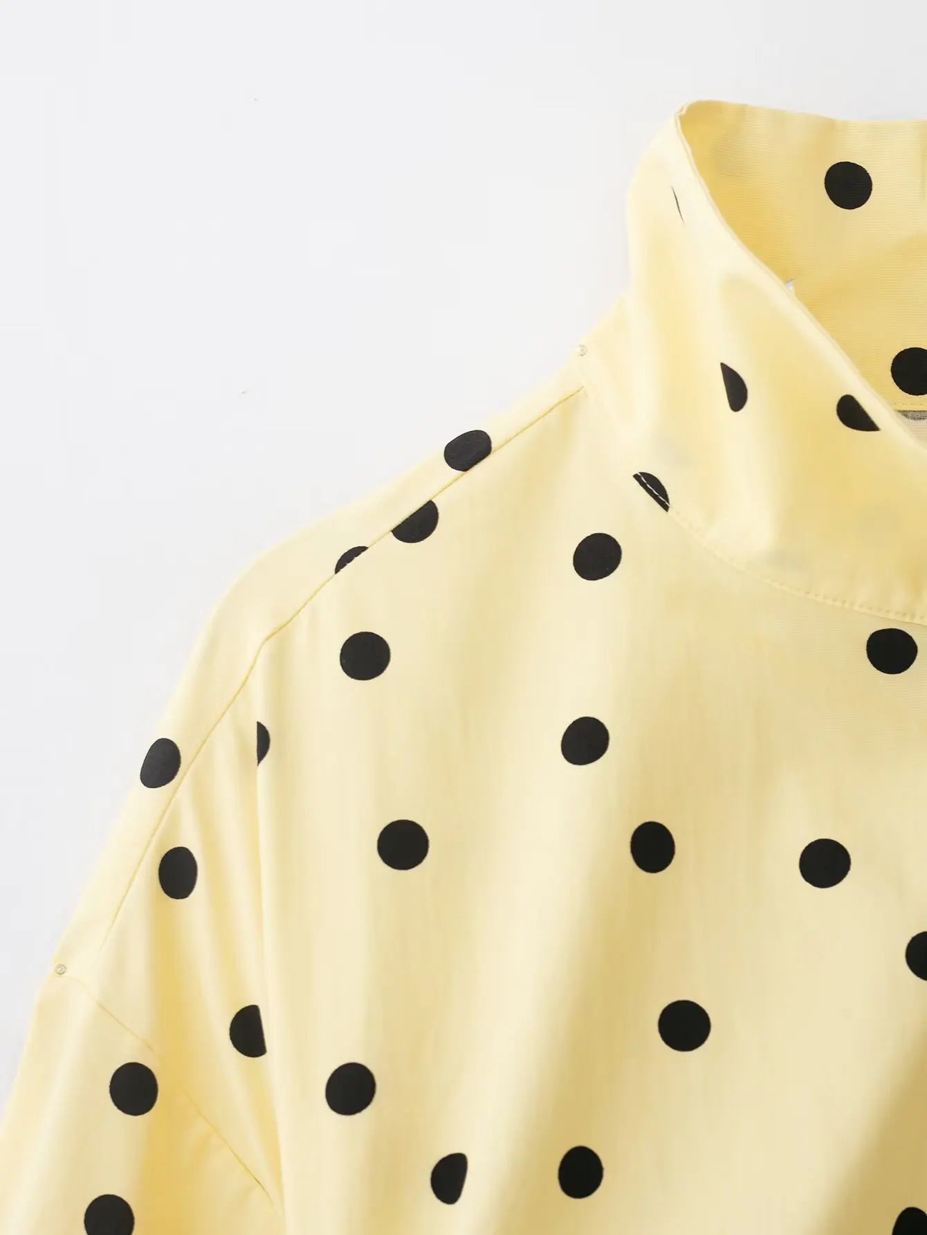 HH 2026 Women 2 Piece Set Long Sleeves Single Breasted Shirring Polka Dot Short Coat+Casual Elastic Waist Balloon Fit Shorts