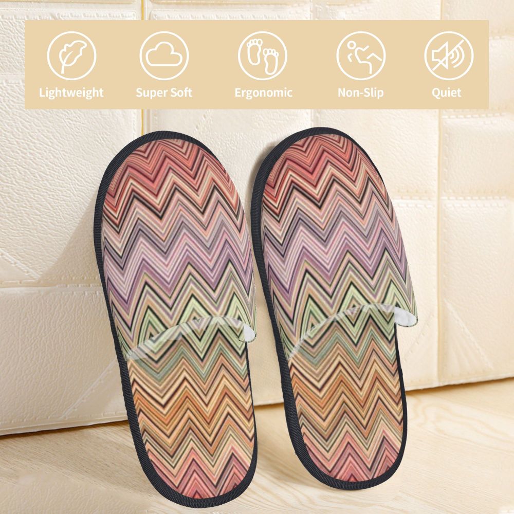 Abstract Geometric Home Zig Zag Guest Slippers for Hotel Women Custom Print Boho Modern Camouflage House Slipper