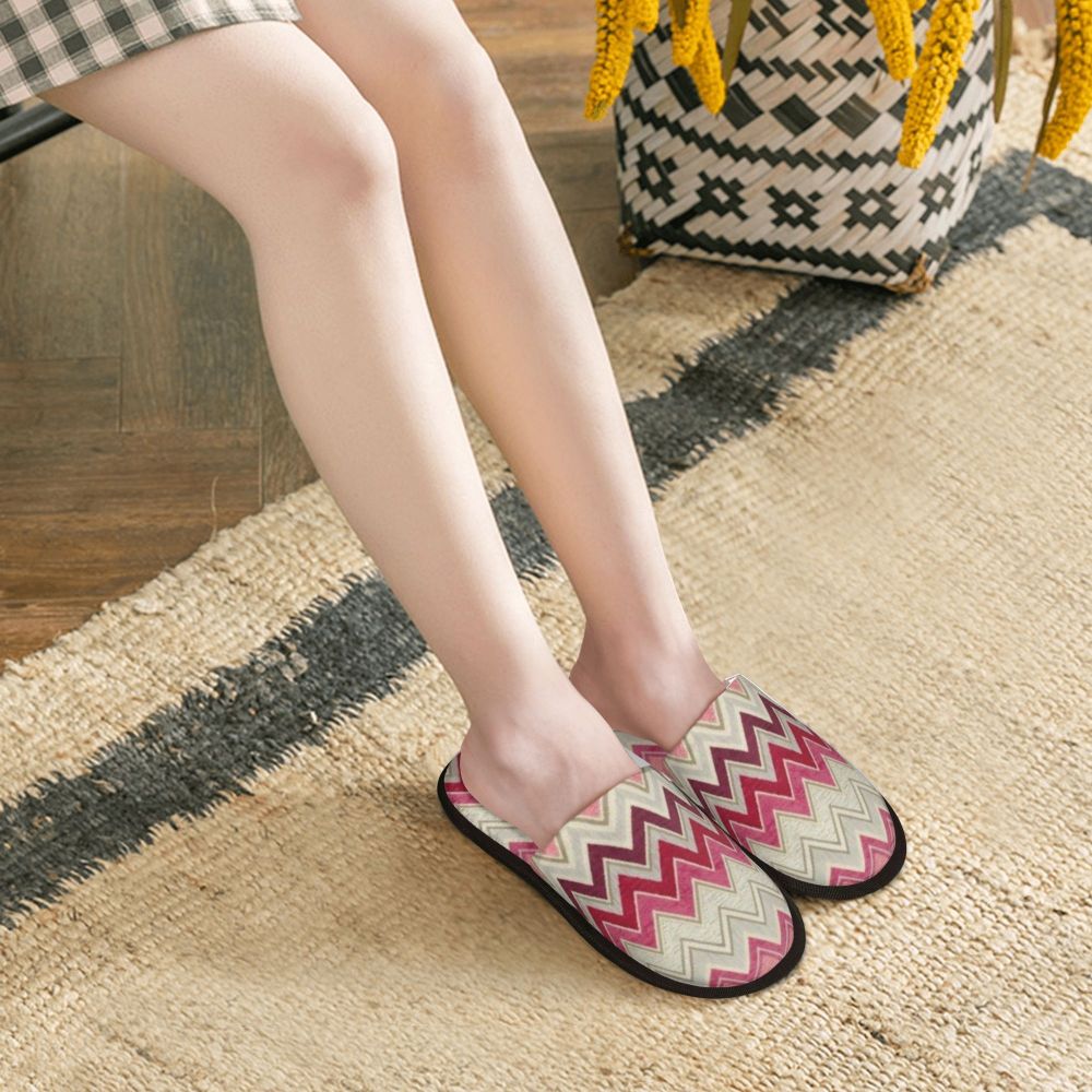 Abstract Geometric Home Zig Zag Guest Slippers for Hotel Women Custom Print Boho Modern Camouflage House Slipper