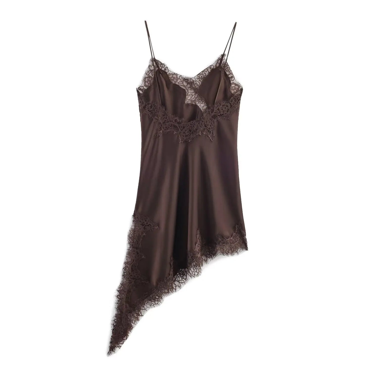 Women Fashion Sexy V-Neck Lace Elegant Halter Dress Asymmetric Hem Dress 2026 Summer New Fashion Holiday Party Beach Dresses