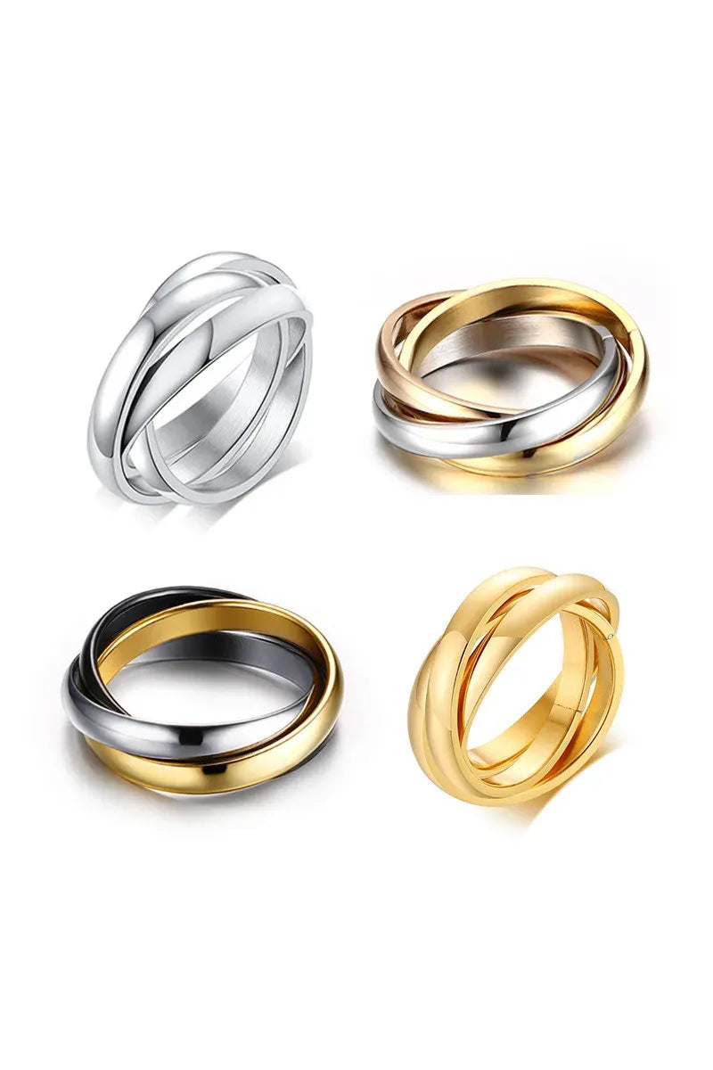 Interlock Dreifachring – Edelstahl Damenring