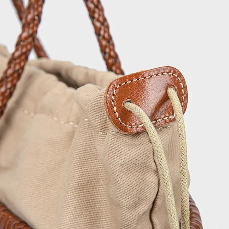 Women Straw 2in1 Woven Bag Fashion Plush Wings Armpit Bag Large Capacity Dumpling Straw Shoulder Bag For Summer Beach Bucket Bag
