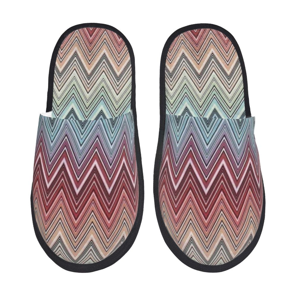 Abstract Geometric Home Zig Zag Guest Slippers for Hotel Women Custom Print Boho Modern Camouflage House Slipper