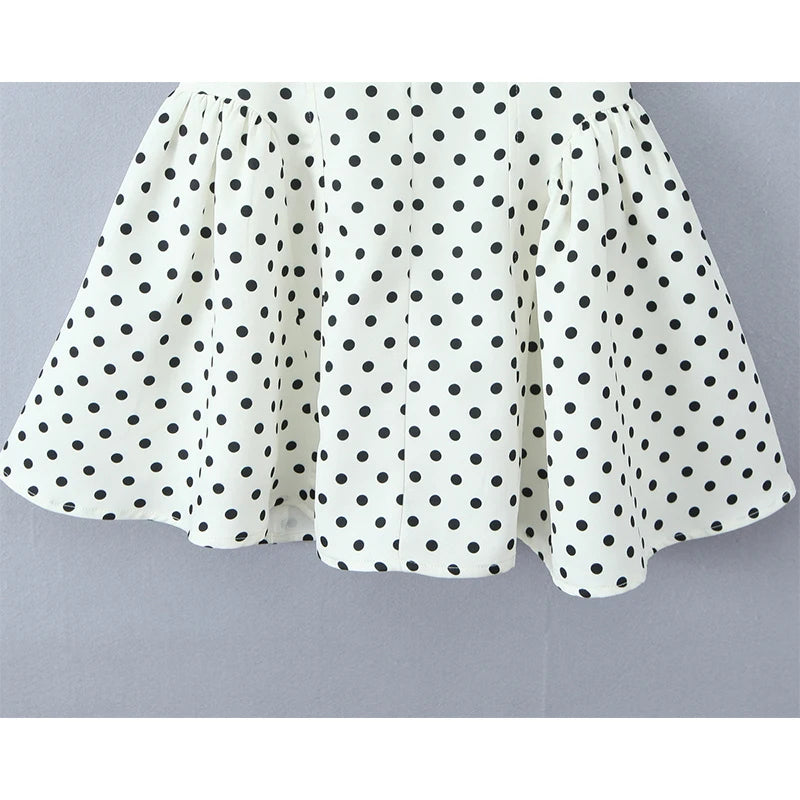 YENKYE Französisch Stil Retro Polka Dot Tiefem V Halter Kleid Frauen Sexy Backless A-linie Schlank Süße Elegante Mini Kleider Sommer Robe