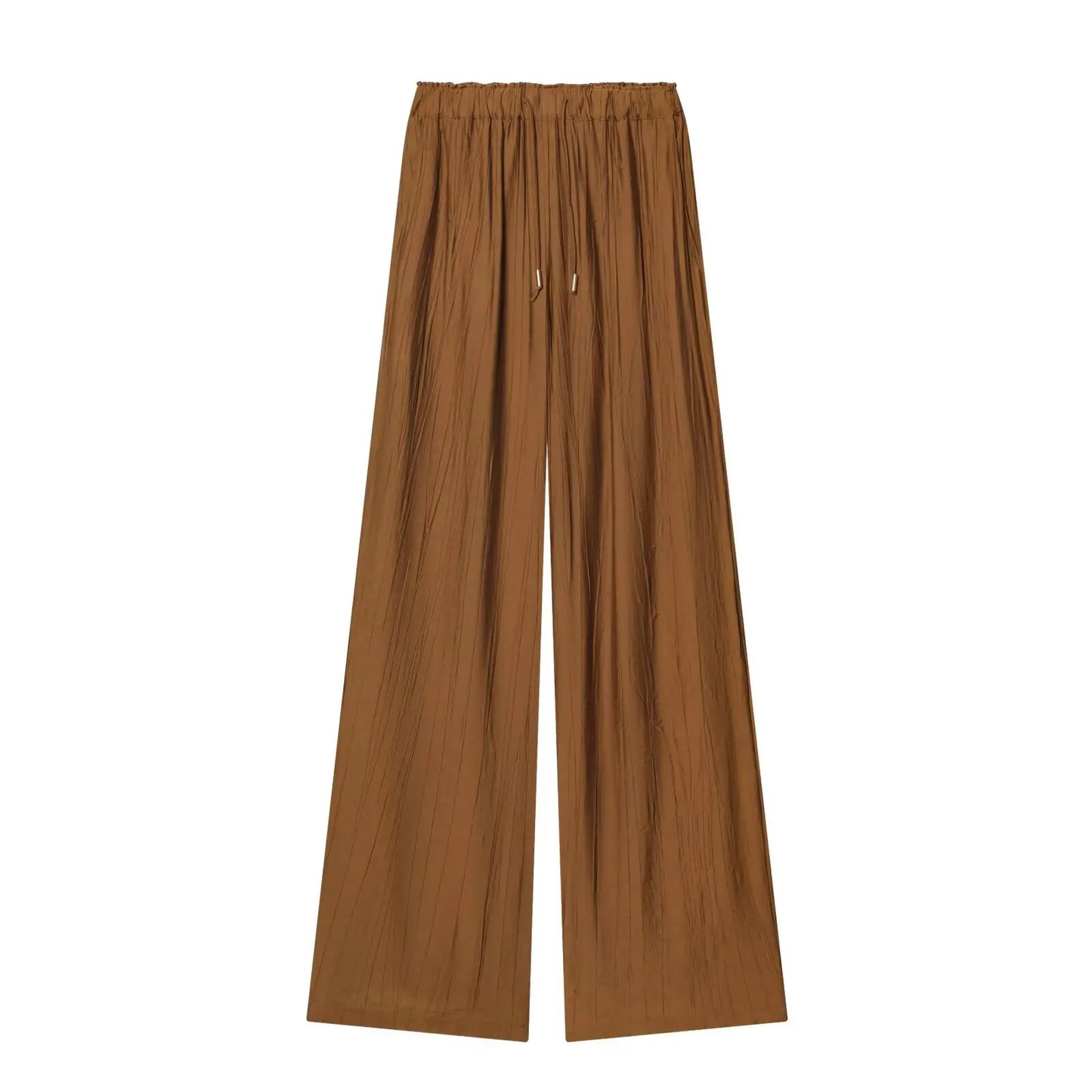 Loose Long Sleeve V-Neck Shirt Elastic Waist High Waist Wide Leg Pants Set Women's Casual Comfortable Polyester Spring Summer