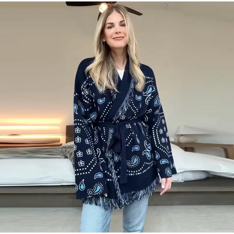 Frauen Gestrickte Getäfelten Pullover drehen-unten Kragen Flare Hülse Reißverschlüsse Mantel Strickjacke Casual Büro Dame Herbst 2025, Pullover