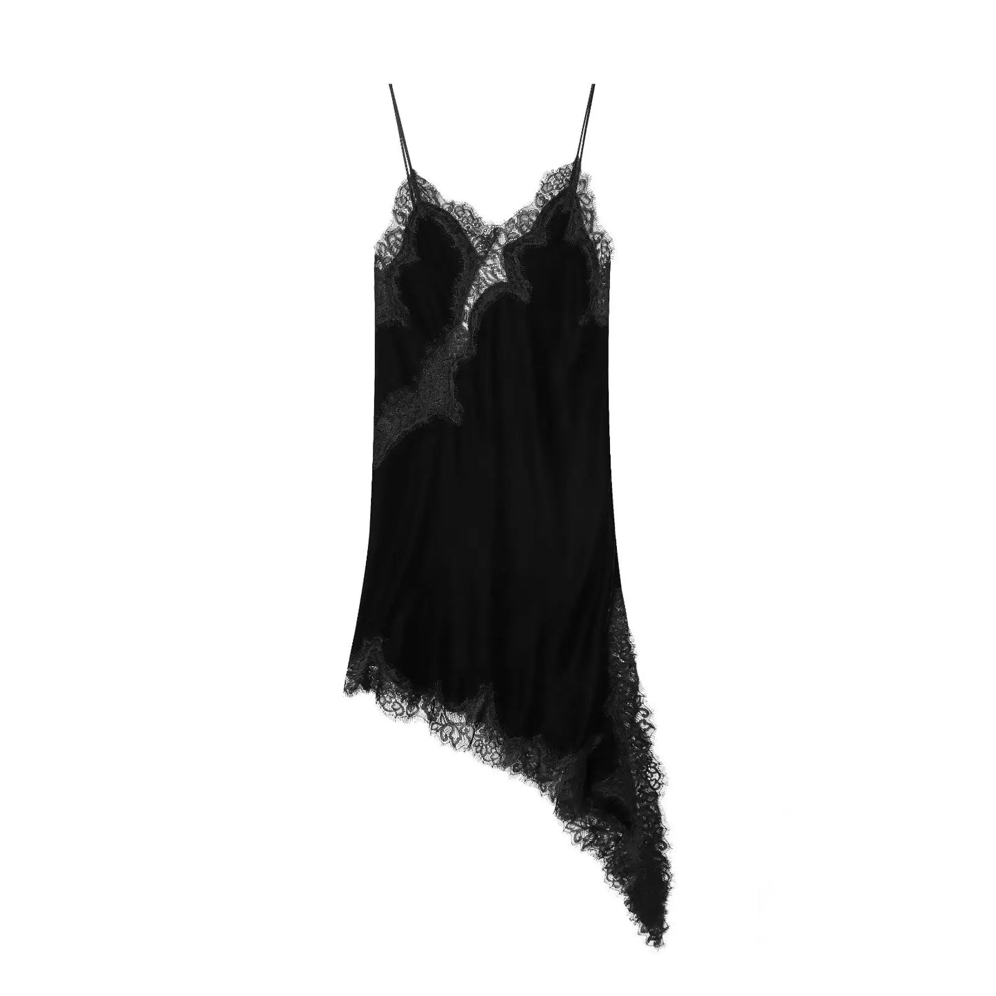 Women Fashion Sexy V-Neck Lace Elegant Halter Dress Asymmetric Hem Dress 2026 Summer New Fashion Holiday Party Beach Dresses