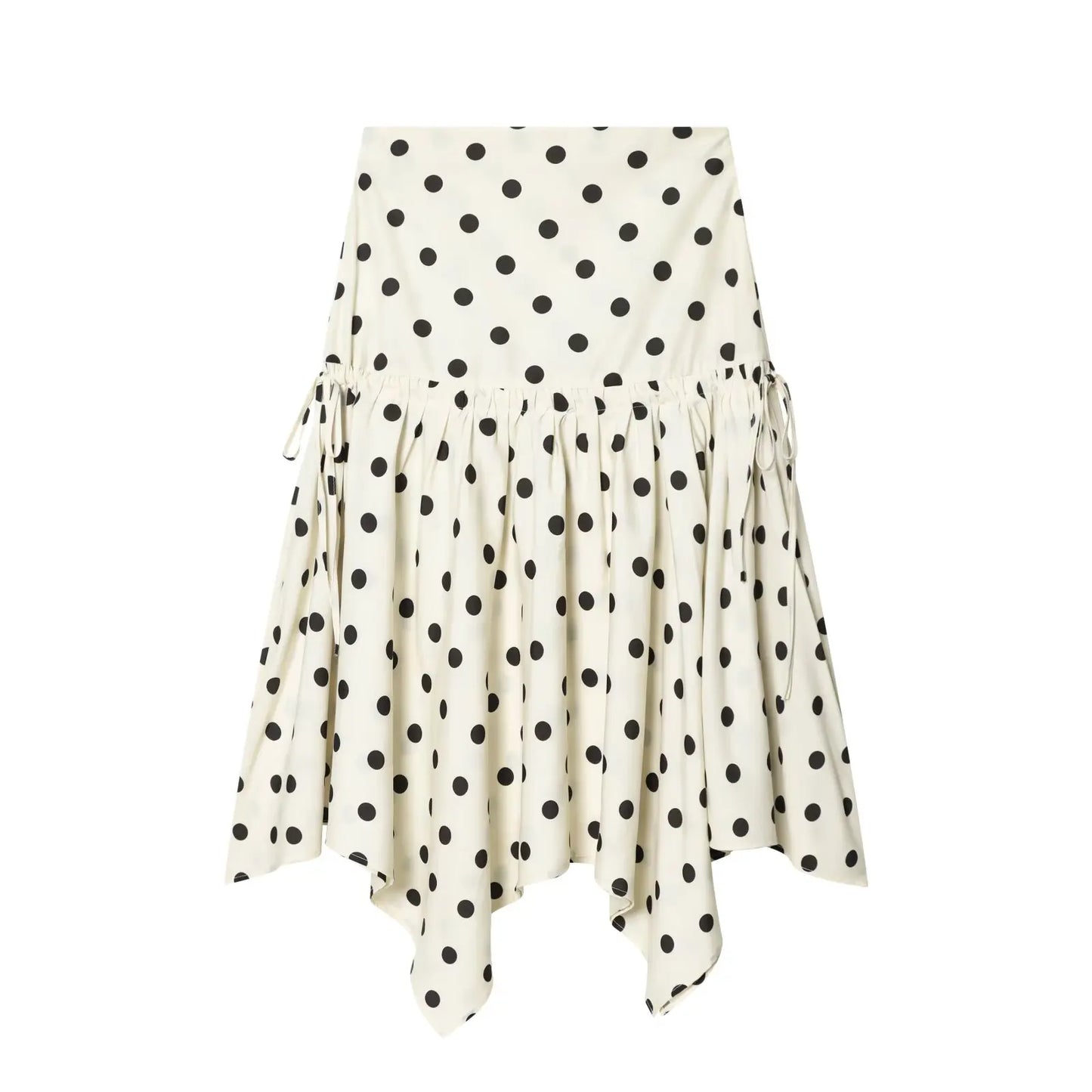 HH Elegant Summer Women Polka Dot Midi Skirt 2026 High Waist Irregular Hem Flowy Ruffle Skirt Beach Vacation Office Party Casual