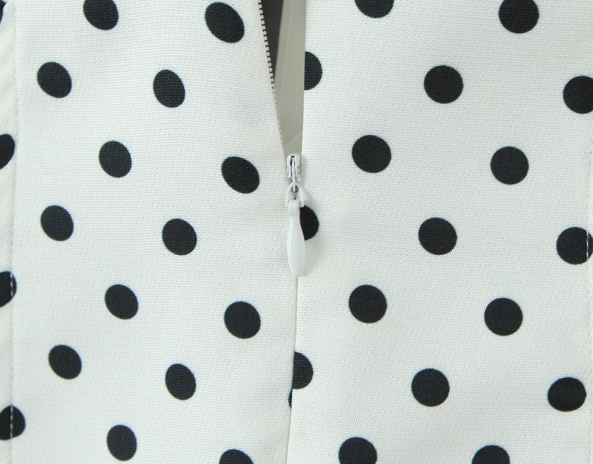 YENKYE Französisch Stil Retro Polka Dot Tiefem V Halter Kleid Frauen Sexy Backless A-linie Schlank Süße Elegante Mini Kleider Sommer Robe