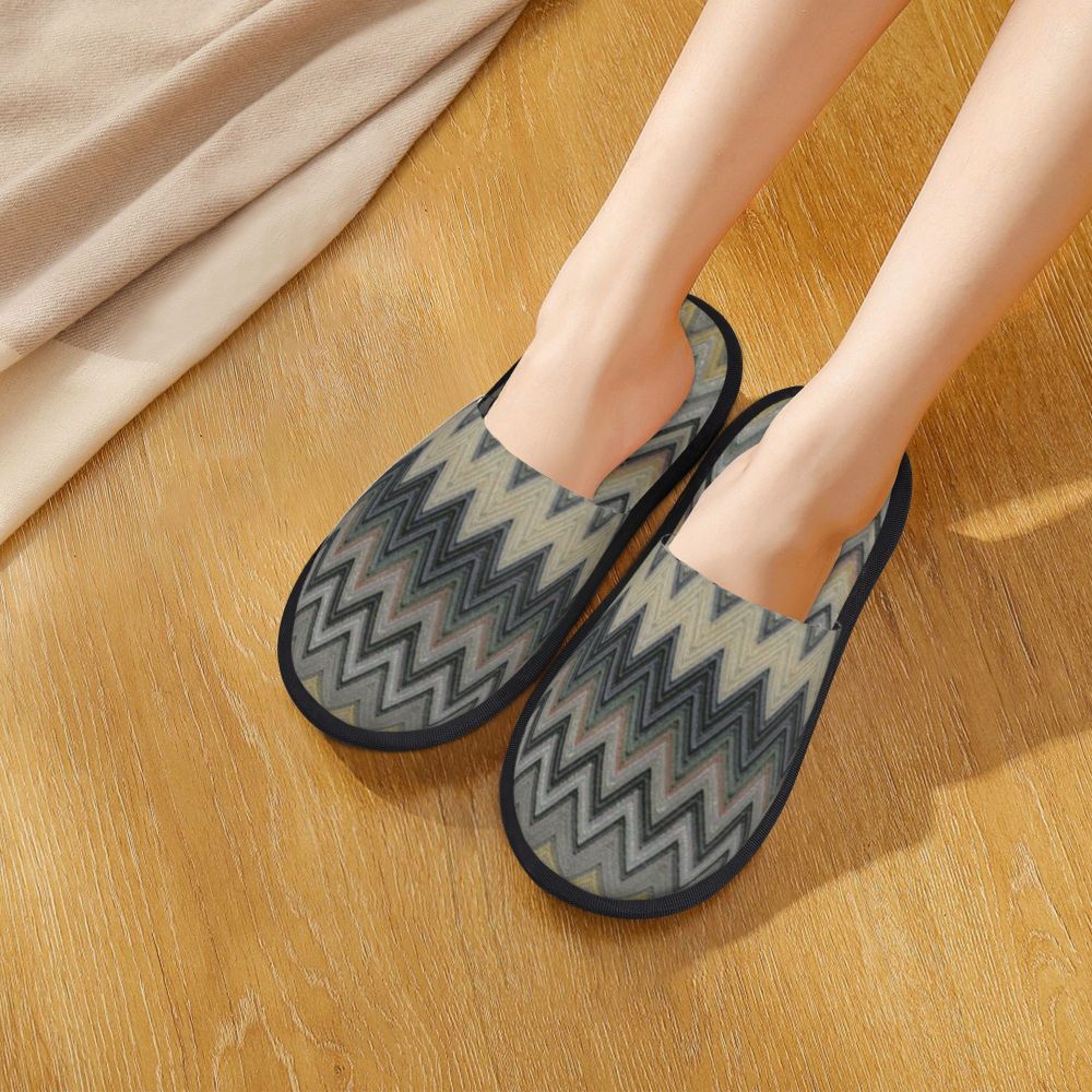 Abstract Geometric Home Zig Zag Guest Slippers for Hotel Women Custom Print Boho Modern Camouflage House Slipper