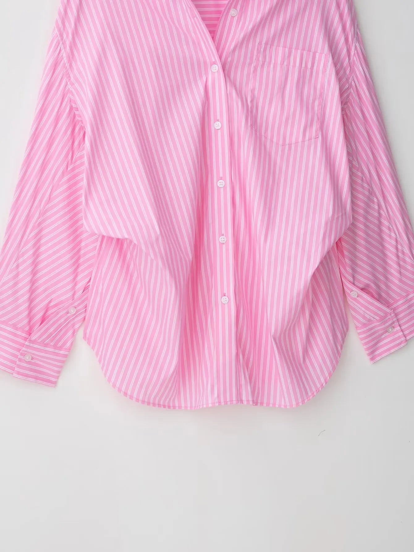 HH Women's Striped Pants Suit Bat Sleeve Loose Poplin Shirt+Elastic Waist Side Pocket Boxer Panties Pajama Style Casual Pant